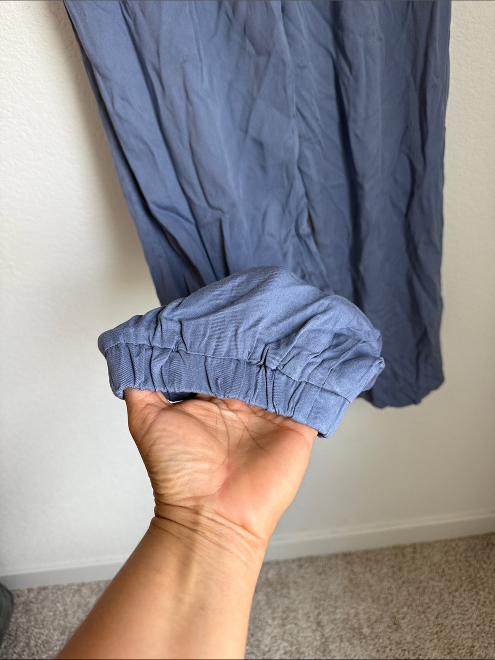 Gilli Off-Shoulder Tie-Front Jumpsuit in Slate Blue - Picture 5 of 11